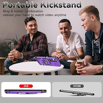 for Moto G 2025/Moto G 2026/Moto G Play 2026 Case with Screen Protector: [Military Grade 20ft. Drop Tested] Slide Camera Cover Ring Shockproof Protective Phone Case (Purple)