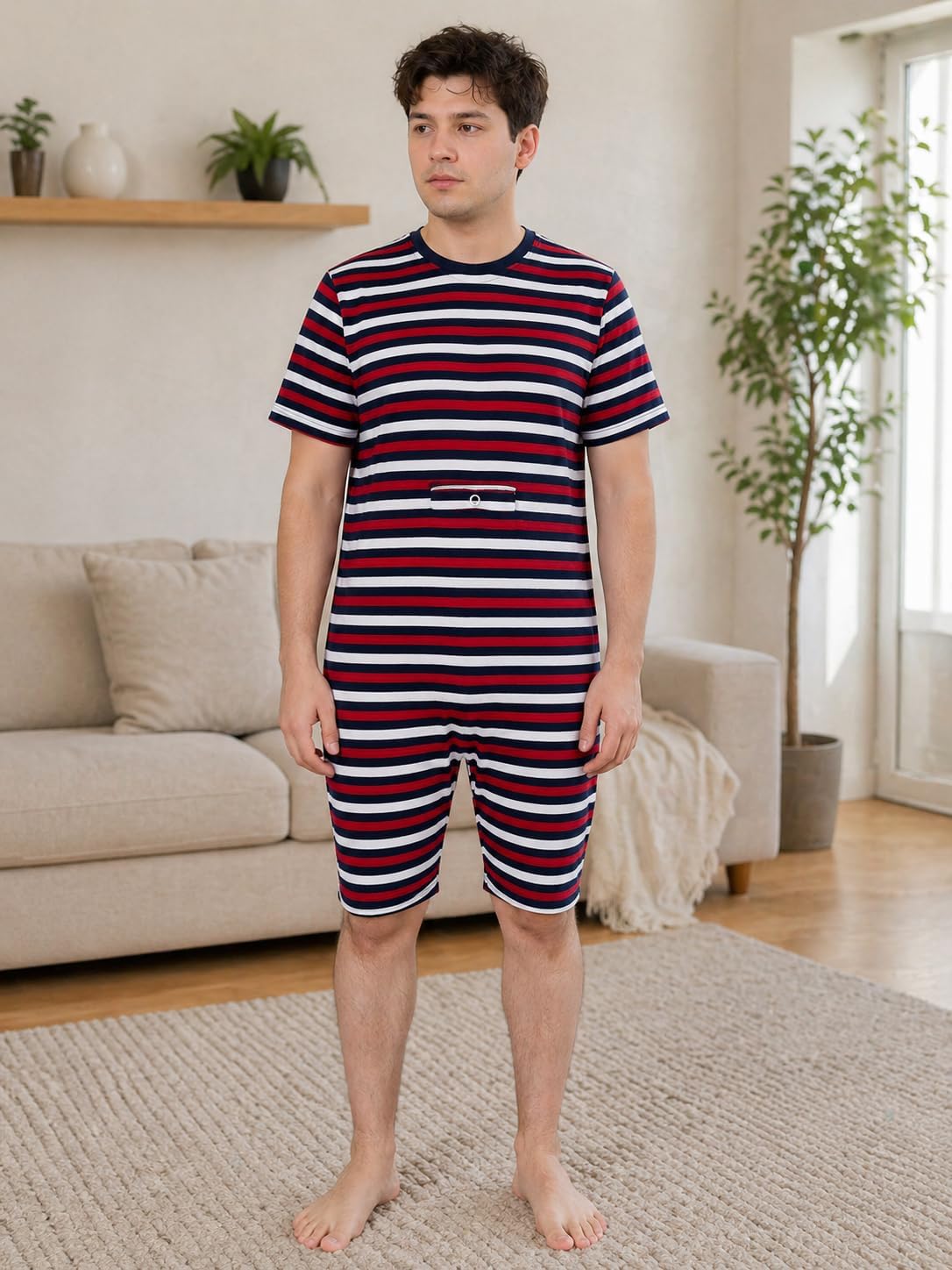 SpecialKids.Company Adaptive Clothing For Adults, Zipback Short Sleeve Jumpsuit, Tube Access, Special Needs, Soft Cotton