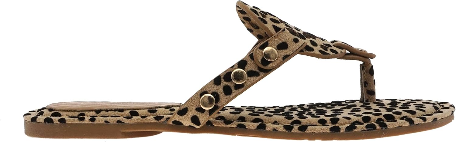 Pierre Dumas Women's Limit-20 Thong Flip Flop Sandal 8.5 Cheetah