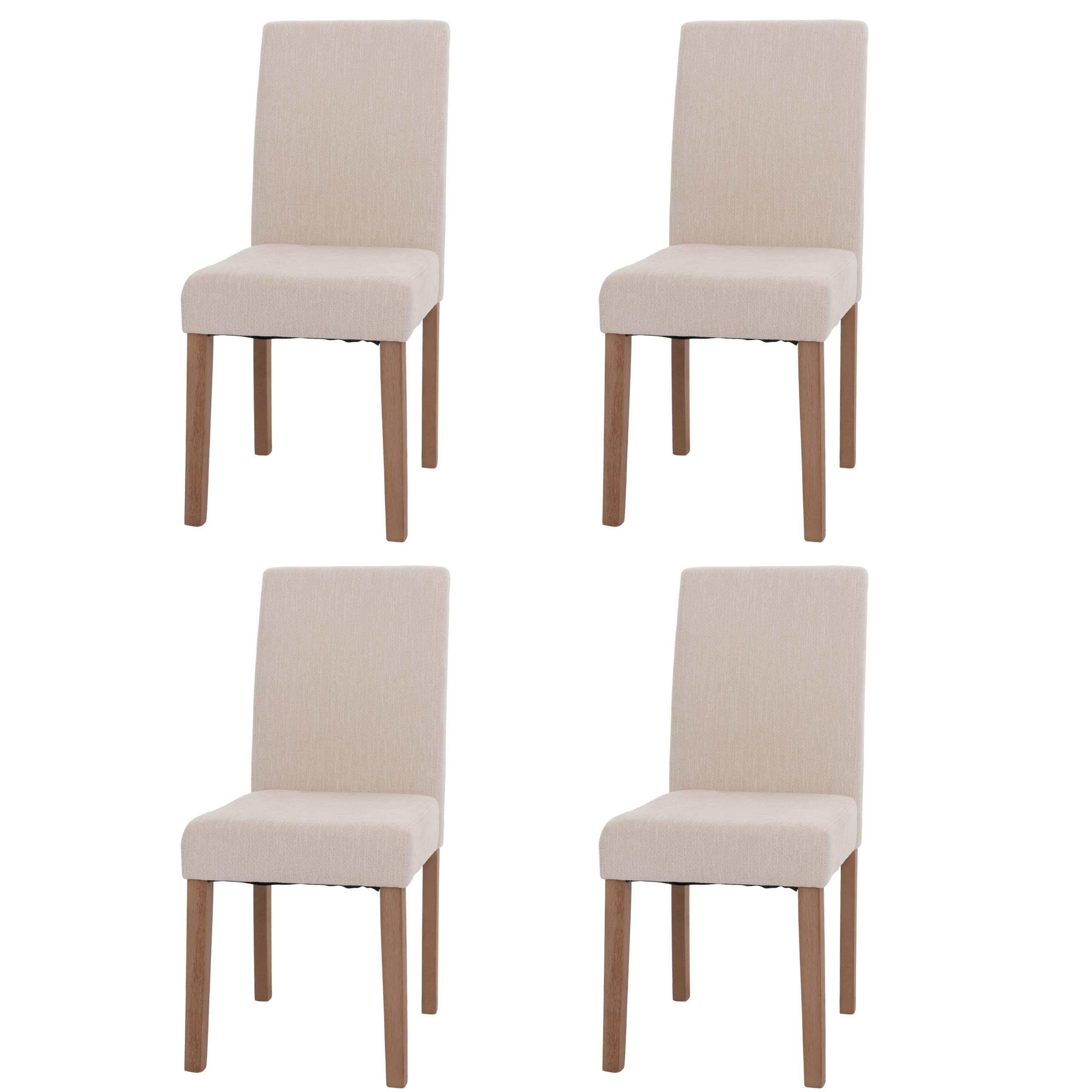 Mendler - Juego de 4 sillas de comedor «Littau» color crema con patas de color natural