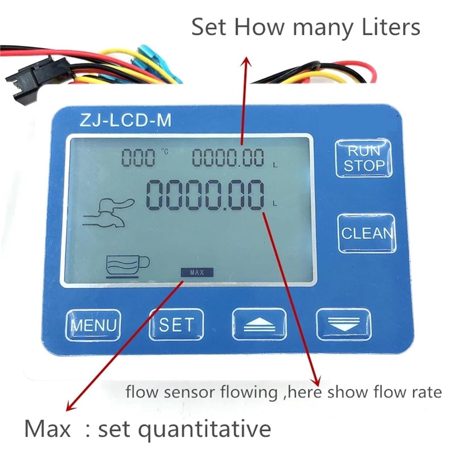 ZJ-LCD-M Display Controller for Hall Flow Sensor Total Flow and Set How Many Liquid Out Quantitative(Meter only)