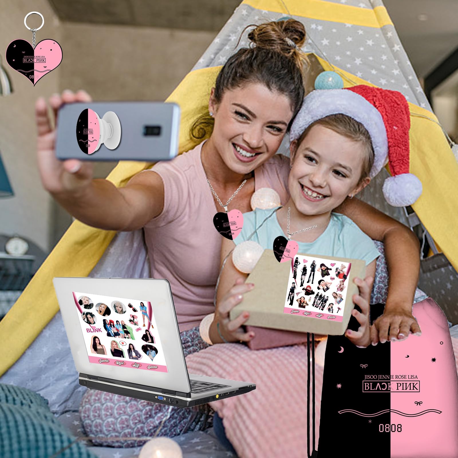 Bp Geschenk-Set, BP Fanartikel, Fans Set für Blink, Merch Kpop Merchandise Geschenke Rucksack, Schlüsselbund Aufkleber Handyhalterung