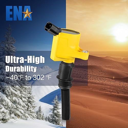 Miniatura 3 de ENA Juego de 8 bobinas de encendido amarillas y bujía de platino compatibles con Lincoln Mercury Ford F150 E150 E250 Expedition Explorer Crown