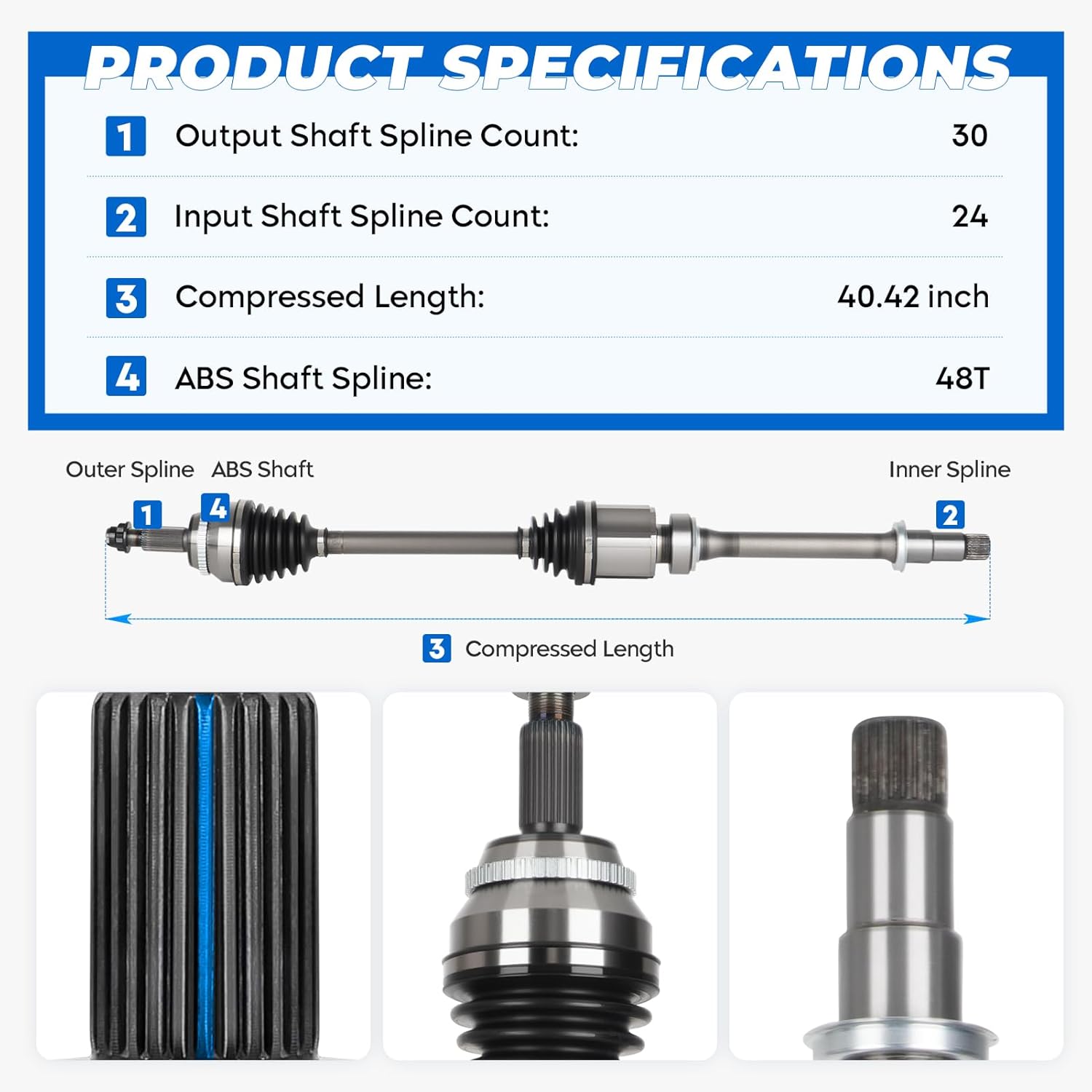 TadaMark Front Right CV Axle Shaft Assembly Fit for Toyota Sienna(FWD)3.3L 3.5L 2004 2005 2006 2007 2008 2009 2010, Note: For FWD Only Not for AWD, Passenger Side, for 66-5261