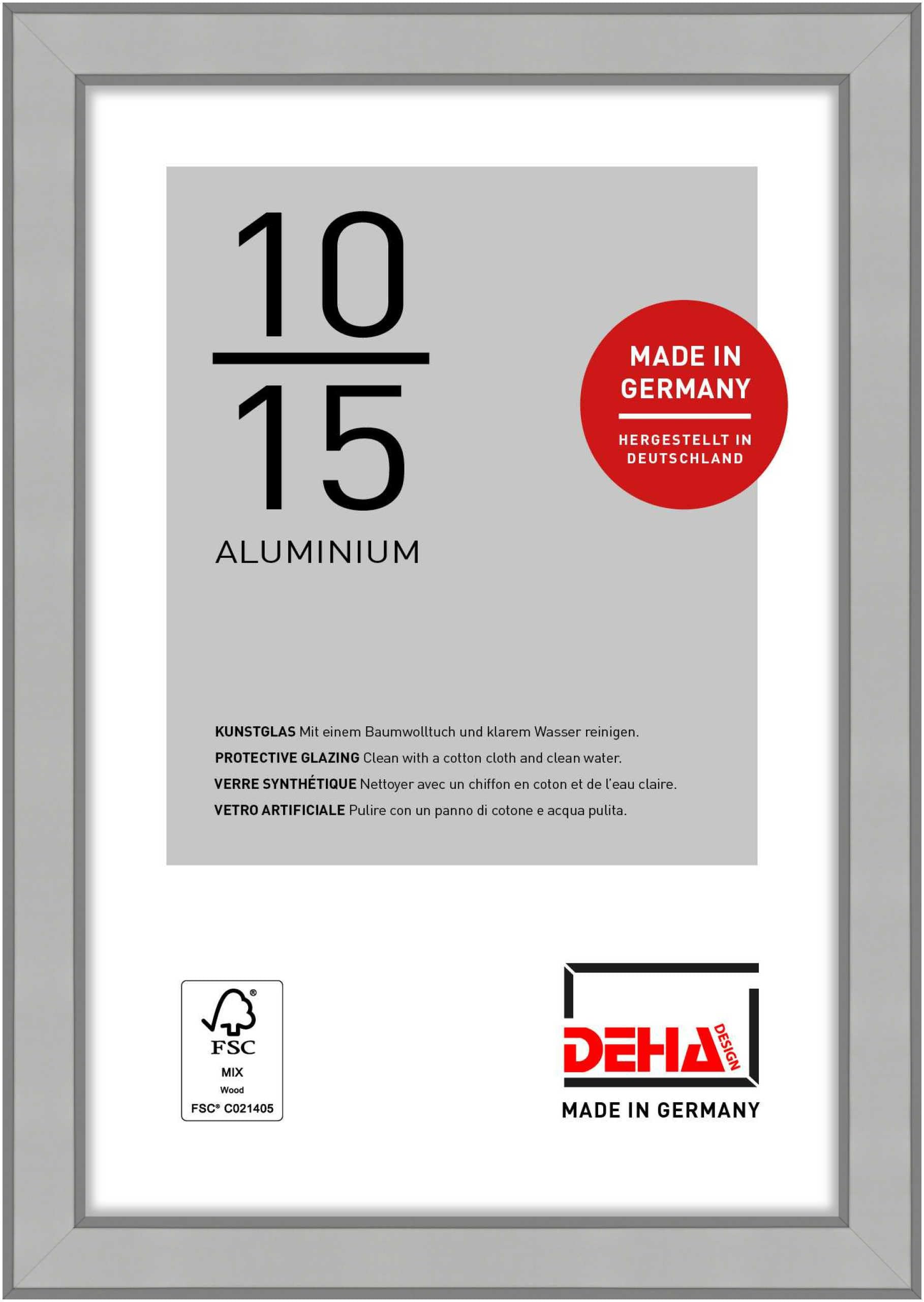 Deha Design Frosted Silver Boston Aluminium Picture Frame - 10X15 cm (4X6 in) – - With Synthetic Glass And Push/Turn Clips