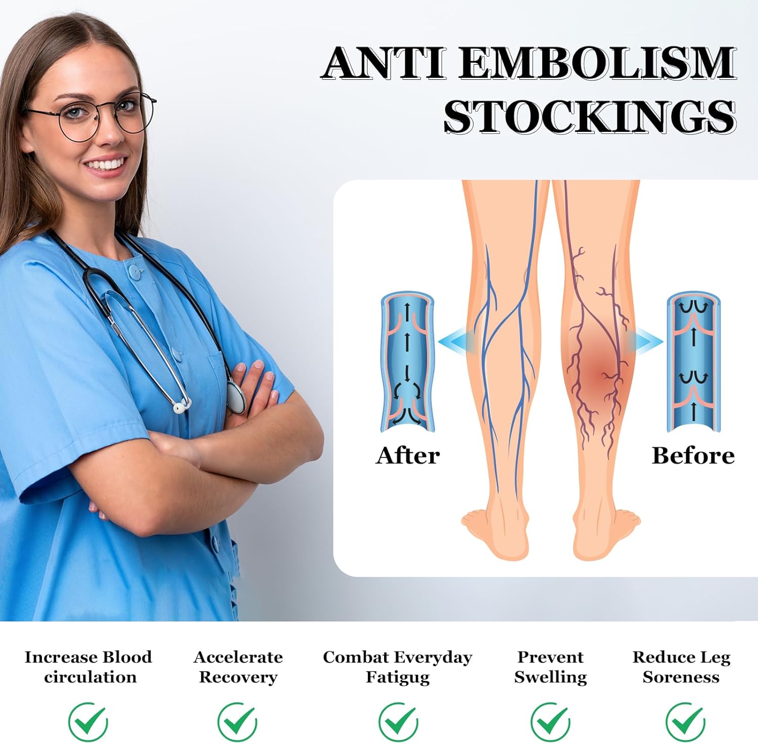 20-30mmHg Compression Stockings for Women & Men, WINGEDSOUL Thigh High Closed Toe Compression Socks for Women, Graduated Support Compression Stockings for Edema - Image 3