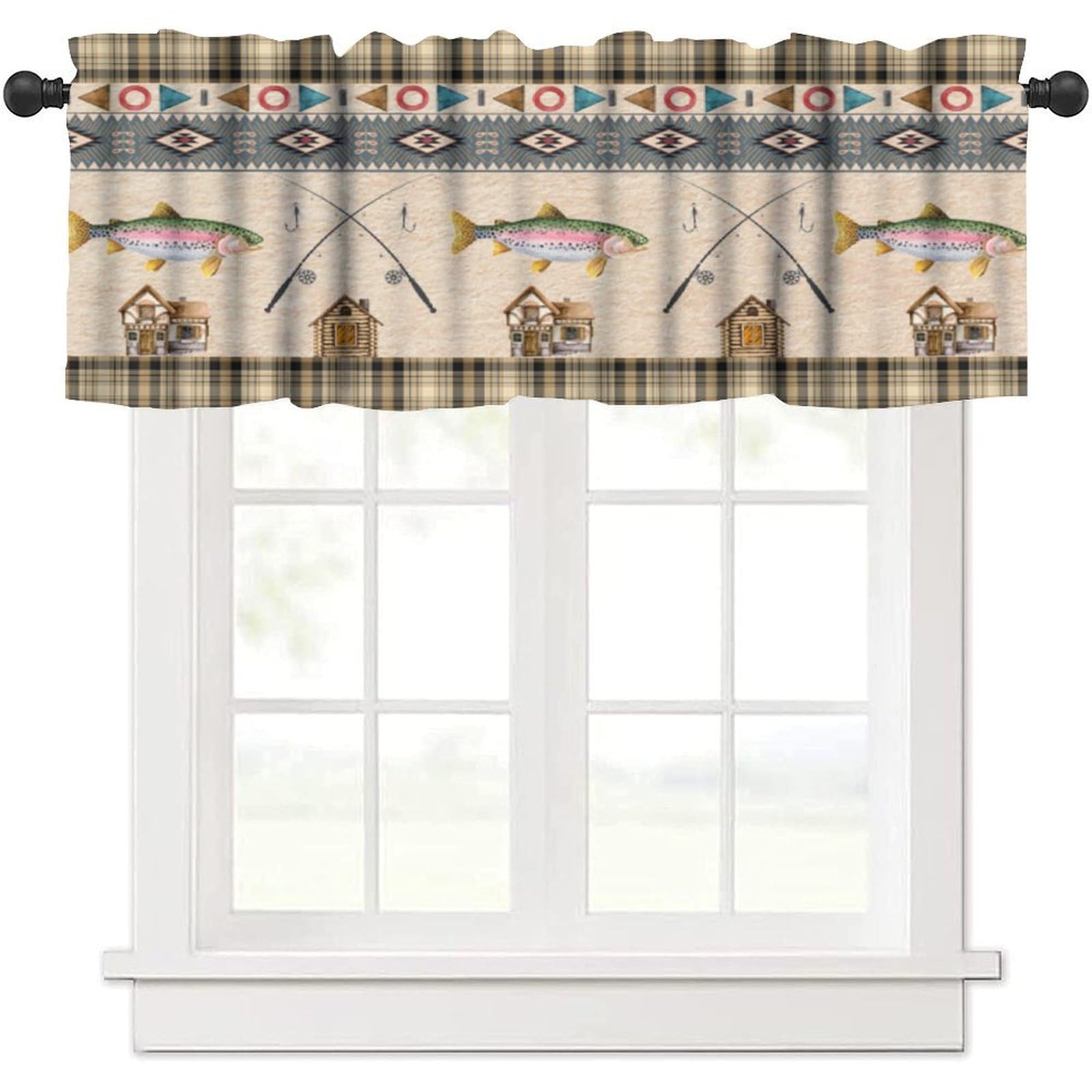 Amazon.com: DDCBNS Rustic Farmhouse Kitchen Valances Curtain,Retro ...