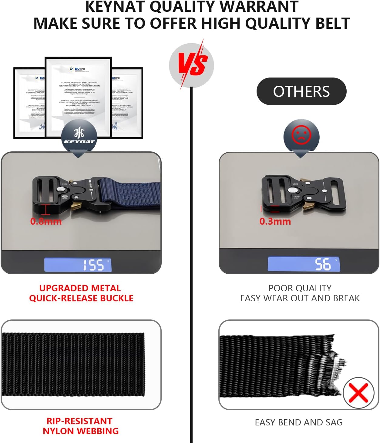 MensTacticalBelt MilitaryStyleNylon Tactical Belt MultiFunctionalTactical Web BeltsQuick ReleaseZincAlloyBuckle - Image 4