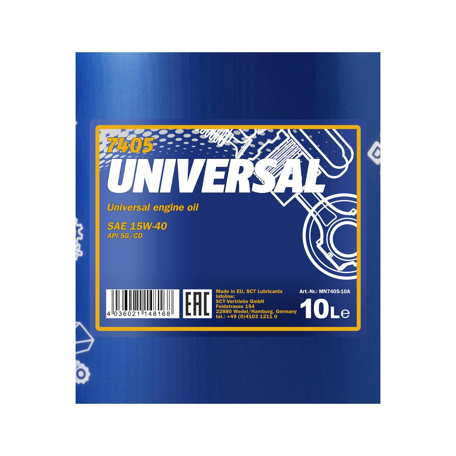10L Mannol Motoröl Universal 15W-40 15W40 hochwertiges Motorenöl API SG/CD + Auslaufschlauch