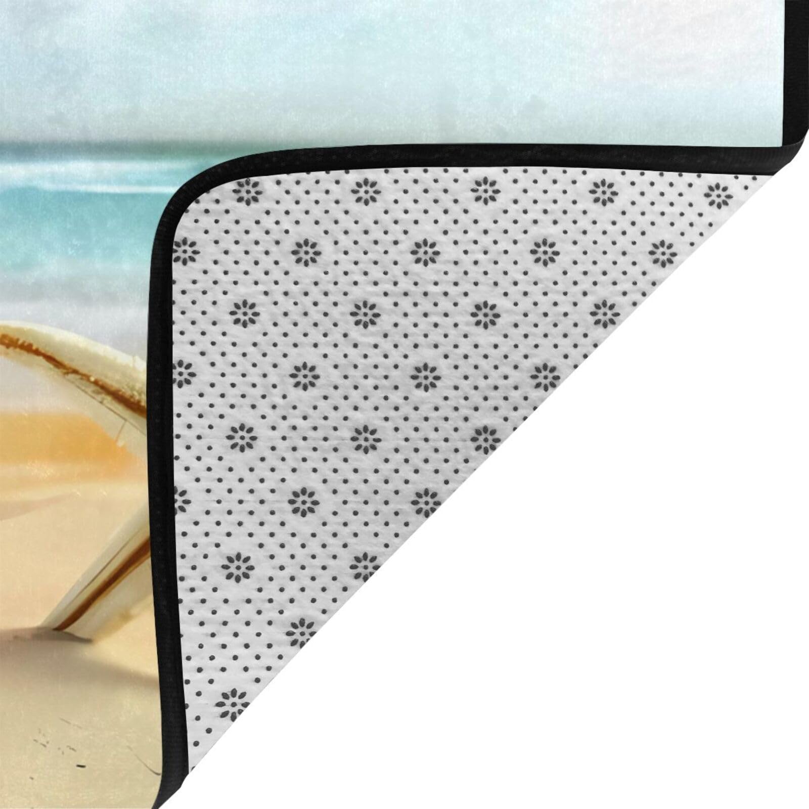 Tapis de sol antidérapant en peluche imprimé étoile de mer et corail sur la plage 203,2 x 147,3 cm – Confort bien conçu pour votre oasis d'intérieur