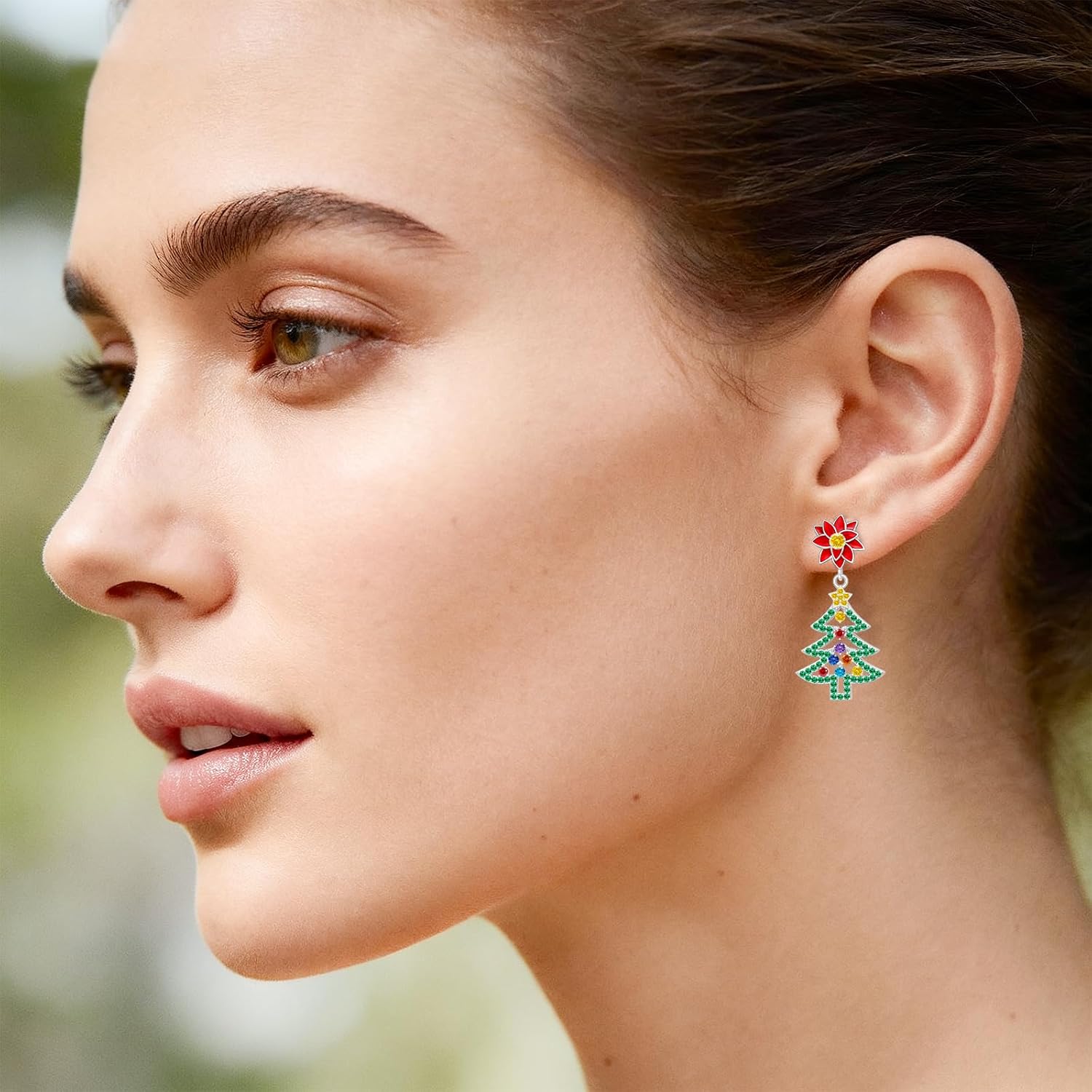 Christmas Earrings Christmas Tree Earrings for Women Sterling Silver Holiday Studs Jewelry Gifts - Image 9