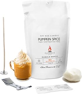 Phoenix Wick Candle Making Kit – Transform Anything Into A Candle – Candle Making Kit with Wick + 7oz Wax (Pumpkin Spice Scent)