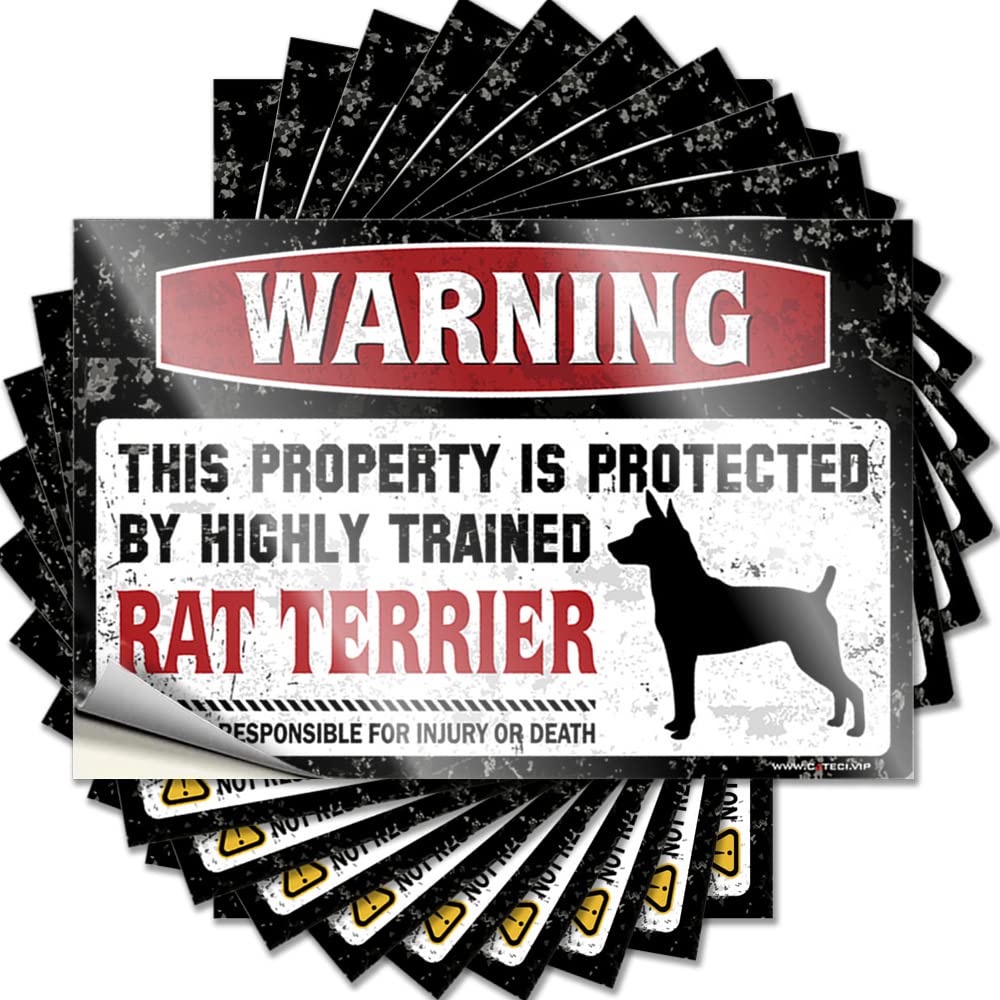 Car Accessories Warning This Property is Protected By A Highly Trained Rat Terrier Funny Sticker 10 Pcs Funny Car Stickers Man Cave Signs and Decor