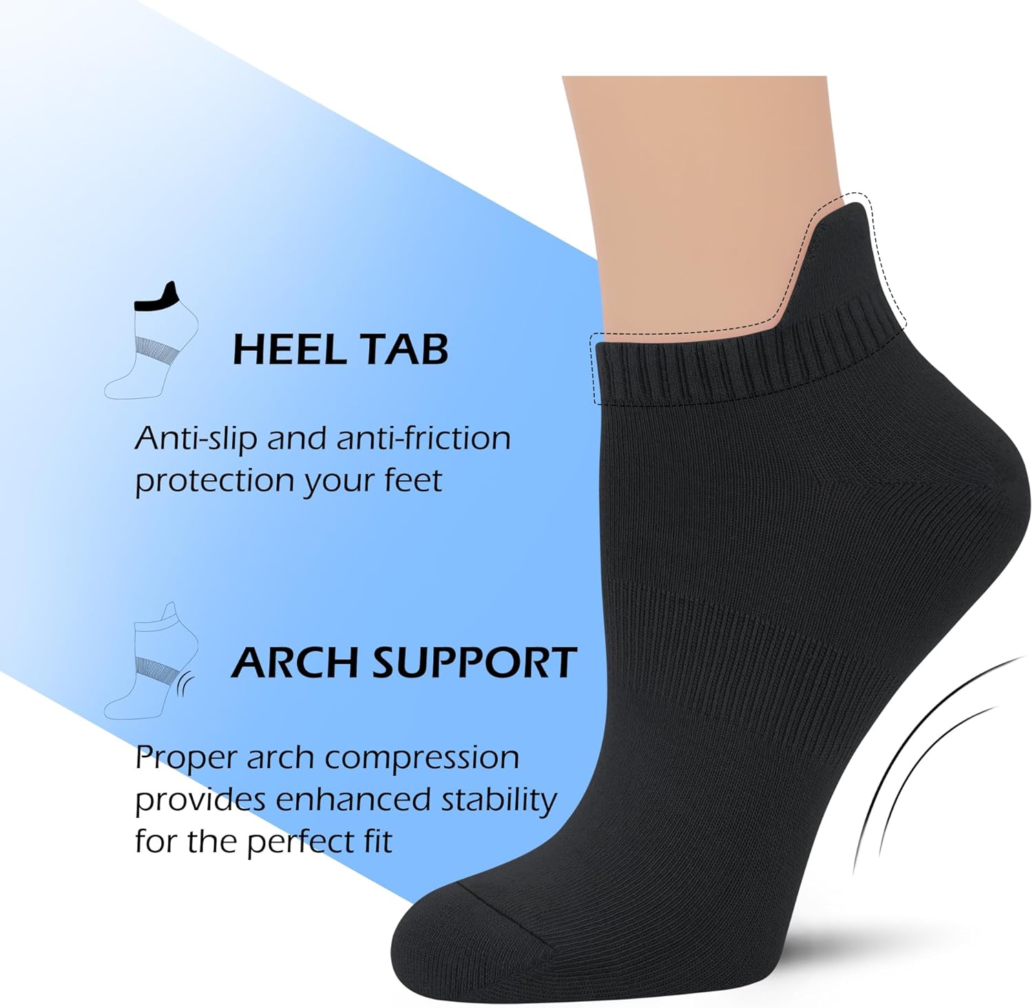 SERISIMPLE Viscose Bamboo No Show Sock Women Ankle Thin Low Cut Socks Arch Support Breathable Athletic Sock 5 Pairs - Image 4