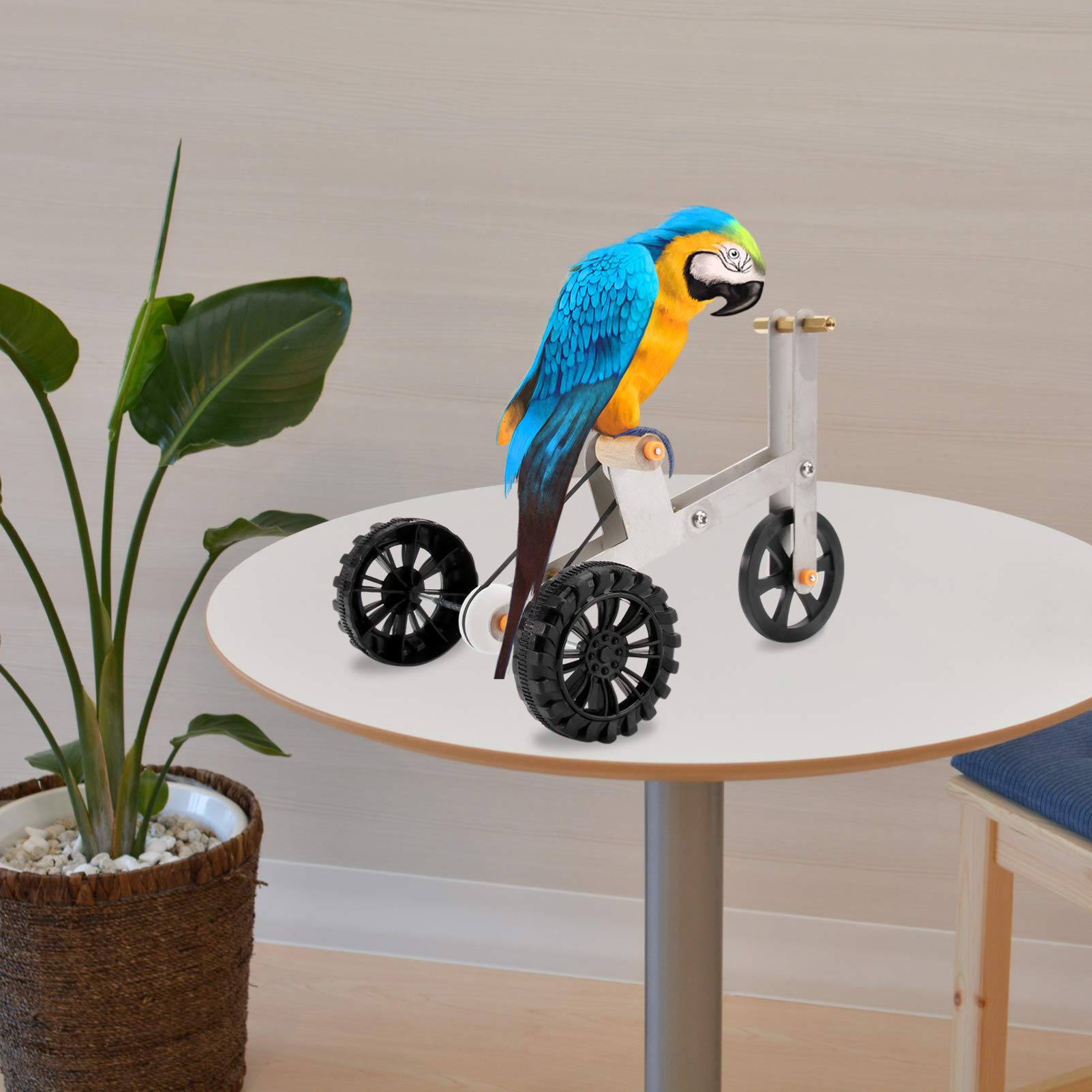 Bird Intelligence Training Toy Parrot Puzzle Bicycle Toy Pet Parrot Bike Plaything Bird Foot Talon Toy Pet Parrot Educational Toy for African Grey Cockatoo Eclectus Conures