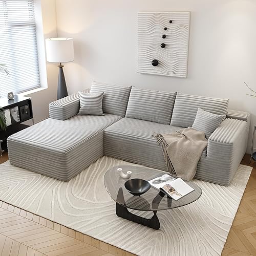 Miniatura 73 de Sofá seccional modular Cloud de 107.5 pulgadas con diván en forma de L, sofá modular moderno con asiento profundo, sofás tapizados para sala de