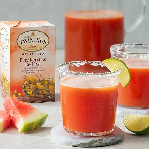 Miniatura 10 de Twinings of London Pure Rooibos - Té rojo a base de hierbas sabor a nuez sabor naturalmente dulce color té carmesí hojas de té seleccionadas a mano