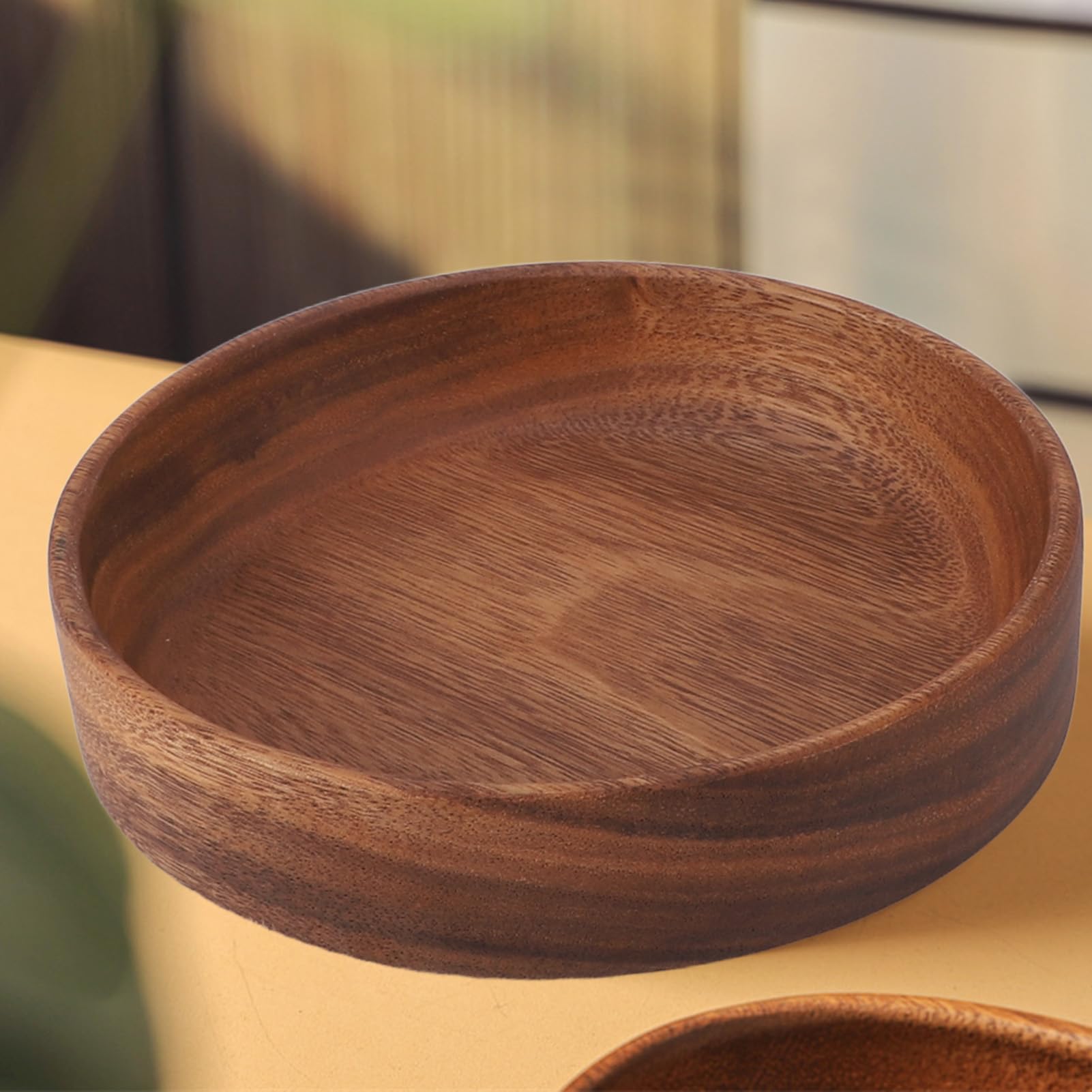 Jenngaoo Saladier Bois 20 cm, Bol à Fruits en Bois Massif, Grand Format, Corbeille a Fruit en Bois pour Pain, Apéro, Décoration, Style Rustique Moderne pour Cuisine et Salle à Manger