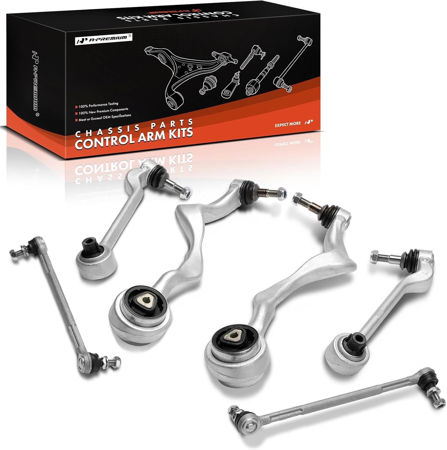 A-Premium Set of 6, Front Lower Control Arm, Sway Bar Link, Compatible with BMW 325i 2006, 328i 2007-2013, 330i 2006, 335d 2009-2011, 335i 2007-2013, 335is 2011-2013, X1 2013-2015, 128i/135i 2008-2013