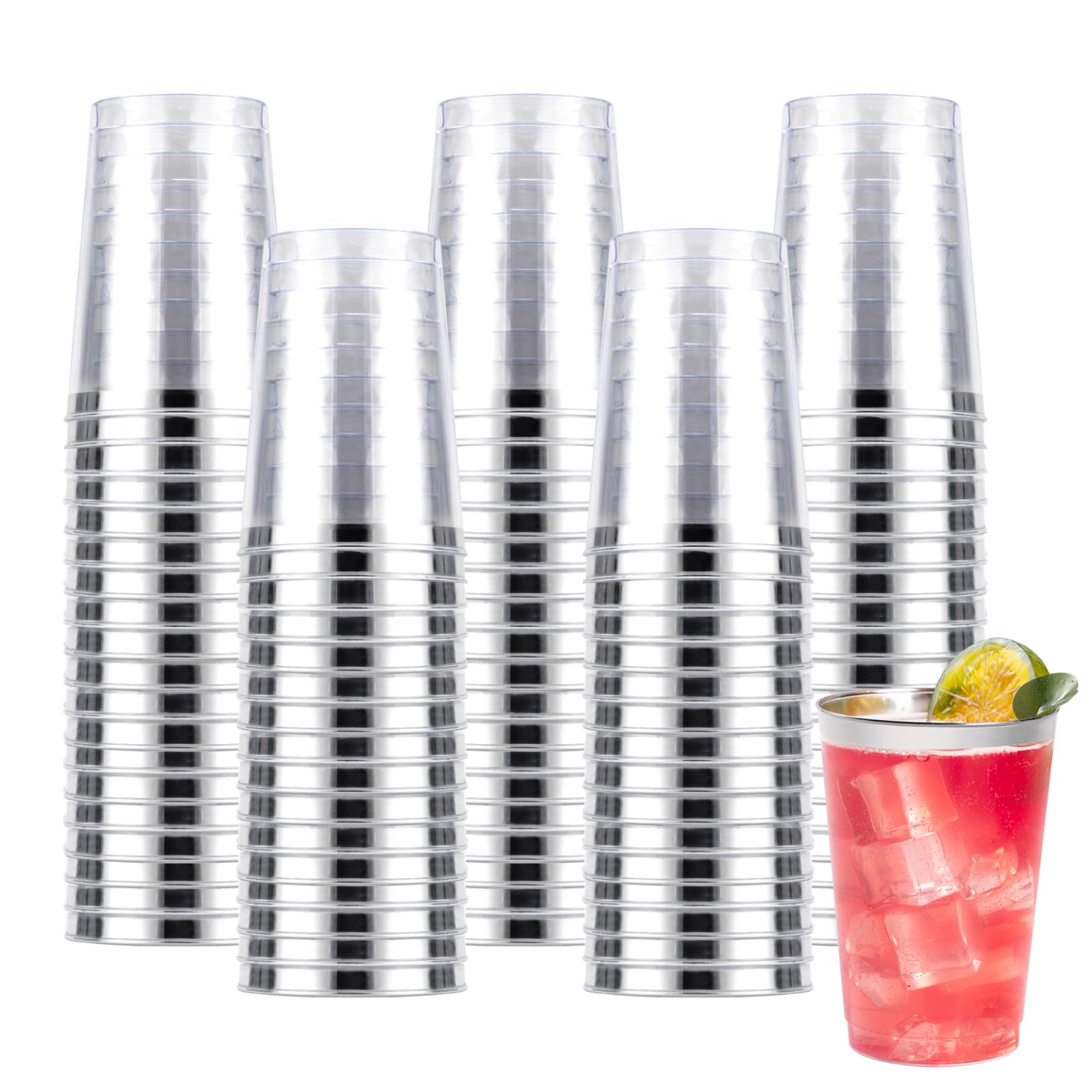 Goodluck 50PCS 9oz Plastic Cups for Party, Disposable Silver Plastic Cups — Amazon image 12