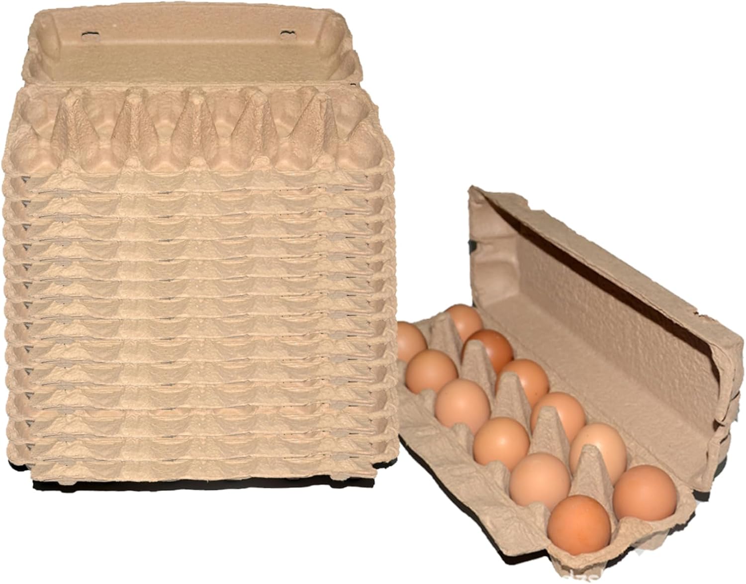 15PCS 12-Count Egg Cartons, Sturdy Natural Kraft Paper Pulp Egg Holder, Anti-Collision Storage Tray for Extra Eggs, Reusable Container for Refrigerator.