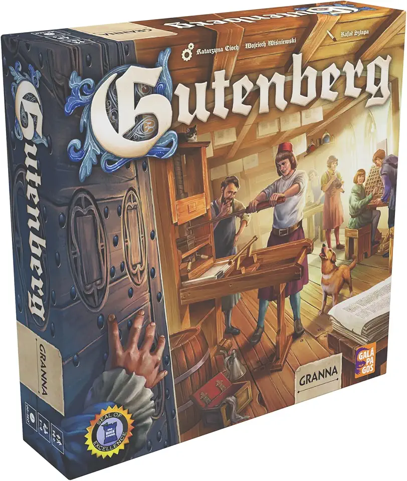 Galápagos, Gutenberg, Jogo de tabuleiro,1 a 4 jogadores, 14+, 60-120 min e Competitivo.