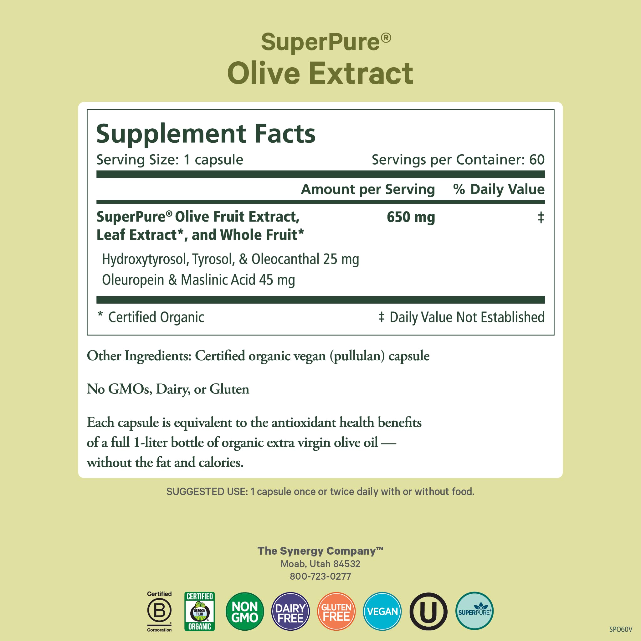 PURE SYNERGY SuperPure Olive Extract (60 Capsules) — Amazon image 2