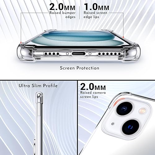 Miniatura 3 de Silverback Funda transparente para iPhone 15 Plus con soporte de anillo, amortiguador de golpes, a prueba de golpes, funda para iPhone 15 Plus de