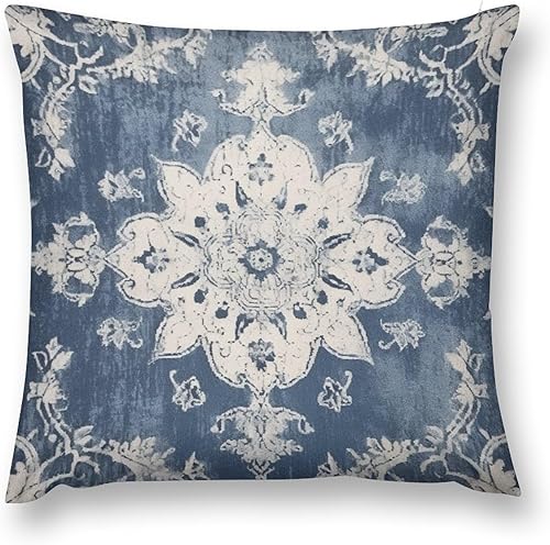 Fundas de almohada de terciopelo de damasco azul marino estilo chinoiserie, fundas de almohada de damasco de granja de 14 x 14 pulgadas, funda de