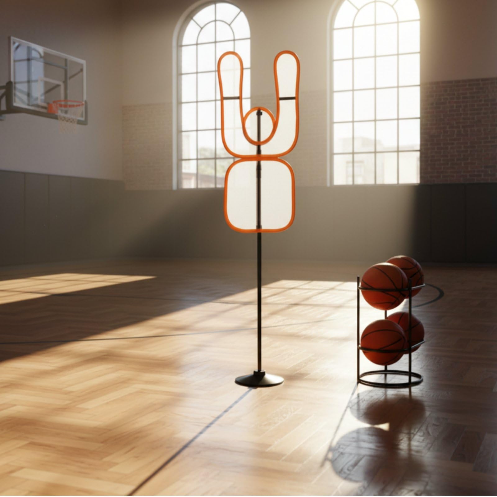 Manichino Allenamento Basket Manichino Difensore Ostacolo Attrezzatura Sportiva Struttura Acciaio Braccio Orientabile Adatto per Esercizi Dribbling Sessioni Campi Indoor