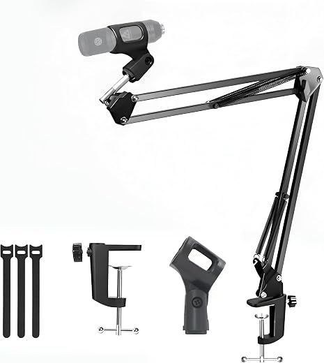 Audio Array Boom Arm | Suspension Scissor Mic Arm Stand | Universal clamp with mic Holder &amp; 3/8″ to 5/8″ Adapter for Shock...