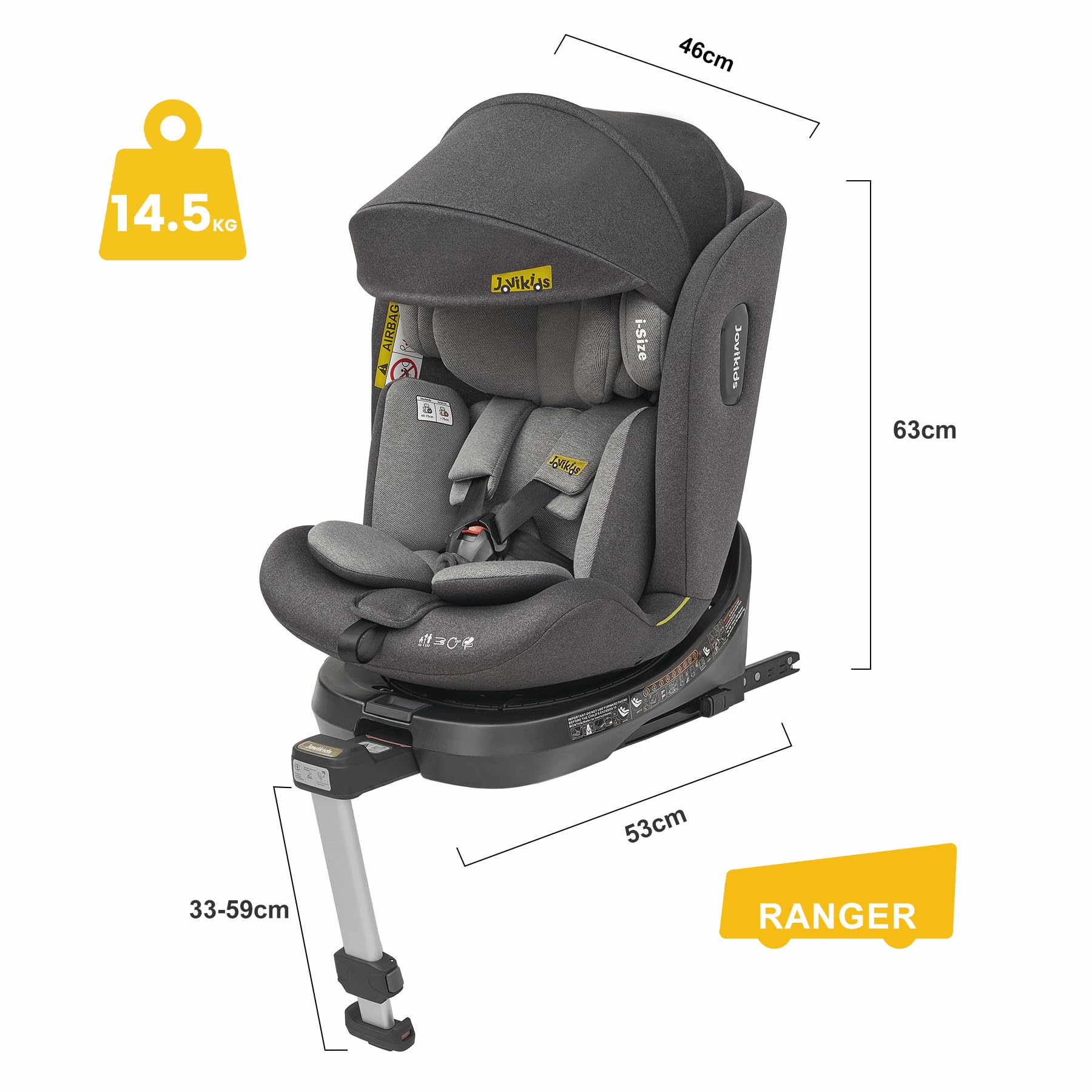 Amazon | Jovikids チャイルドシート ISOFIX、 360°回転式 i-Size R129