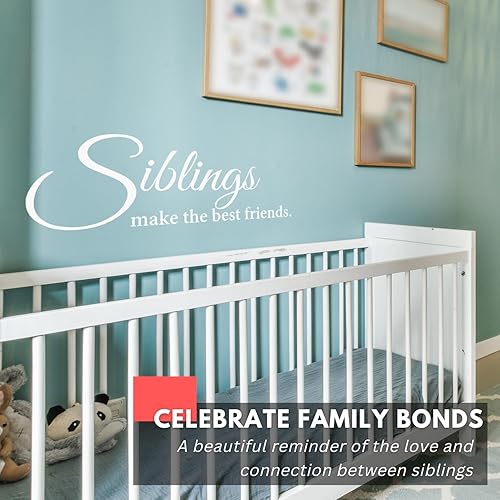 Miniatura 2 de My Vinyl Story - Hermanos hacen los mejores amigos - Calcomanías de pared para dormitorio, habitación familiar, guardería, calcomanía con frase para