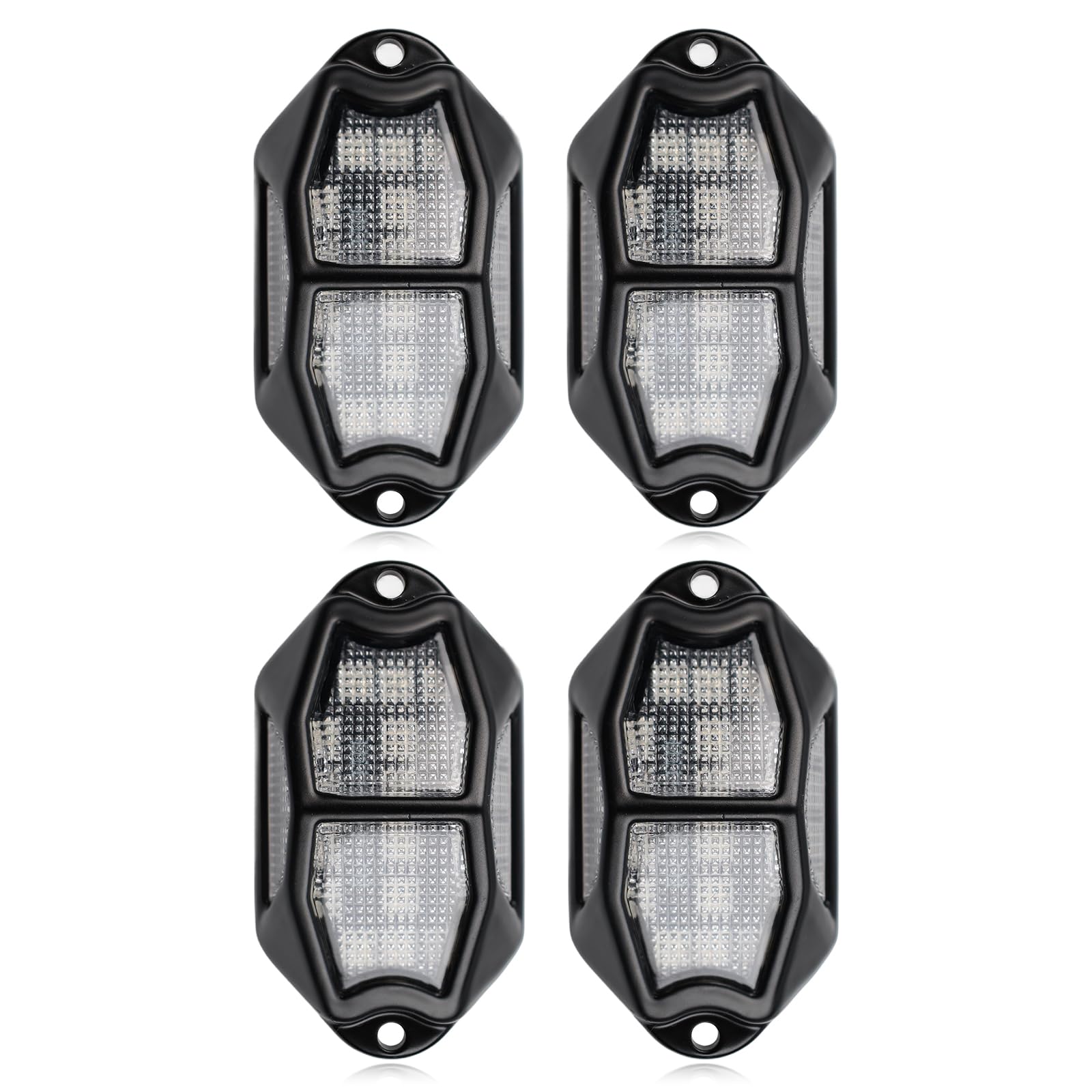 Riloer 4 Pods LED Rock Light Decorative Ambient Light, 1 Set 12V Smart Car Lights with App Control Compatible with Pickup Trucks, SUVs, ATVs, UTVs, Lorries, Trailers, Off-Road Vehicles