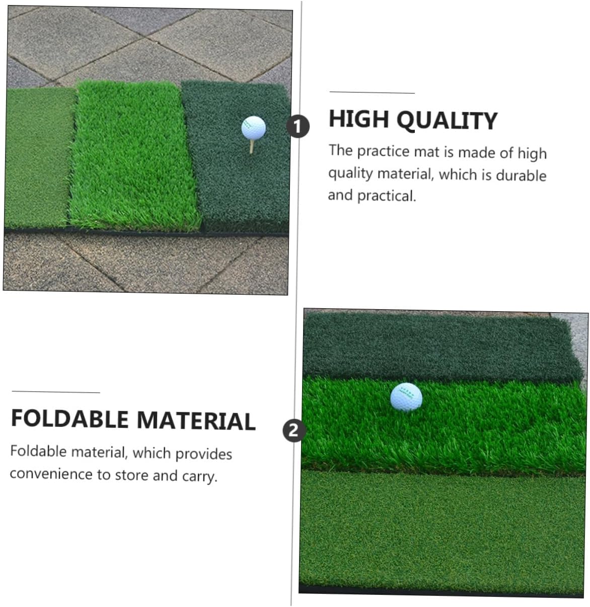 Mikikit 1pc Golf Hitting Mat for Practice Combined and Short Grass Pad Realistic Swing Training Aid Portable Design for Beginners