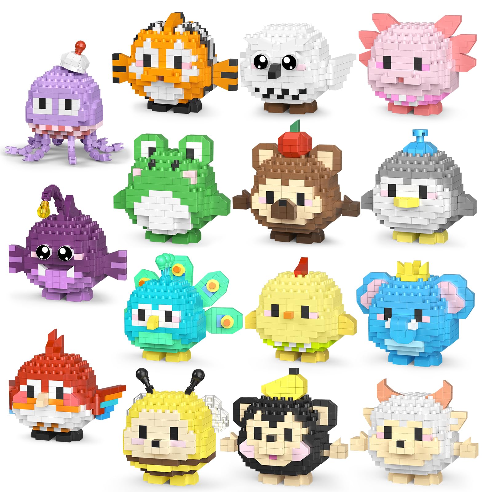 15 Pack Animals Building Sets, Mini Animal Party Favors Micro Building Blocks, Goodie Bag Stuffers, Classroom Small Prize Toys Gifts for Adults Teens Age 14+ — image 1