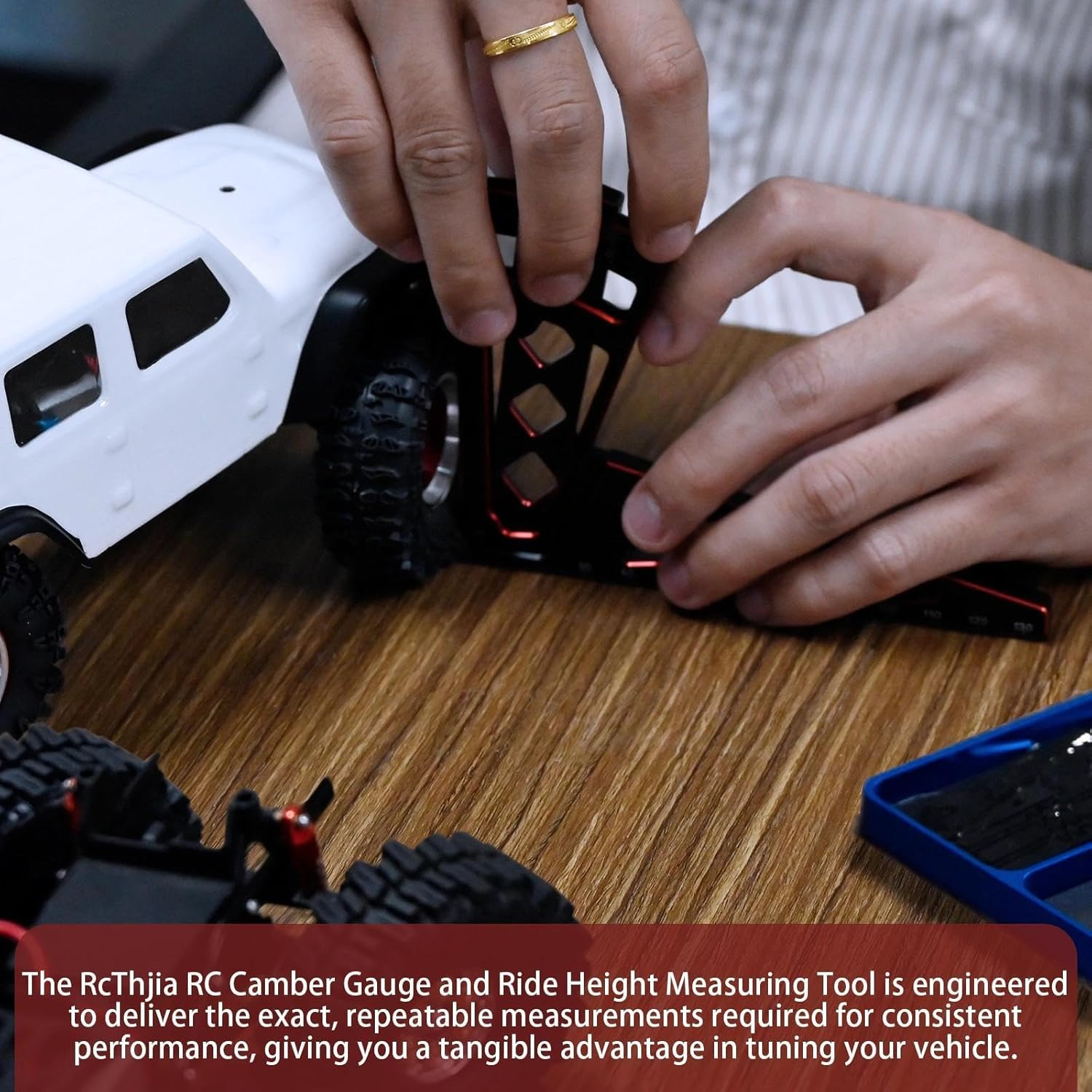 Ride Height Gauge RC Car Camber Gauge Adjustable RC Car Wheel Rim Measuring Tool Ruler, CNC-Machined Aluminum Alloy Height Camber for Traxxas Arrma Losi Axial HPI Redcat Racing 1/10 1/8 1/7 Scale Red