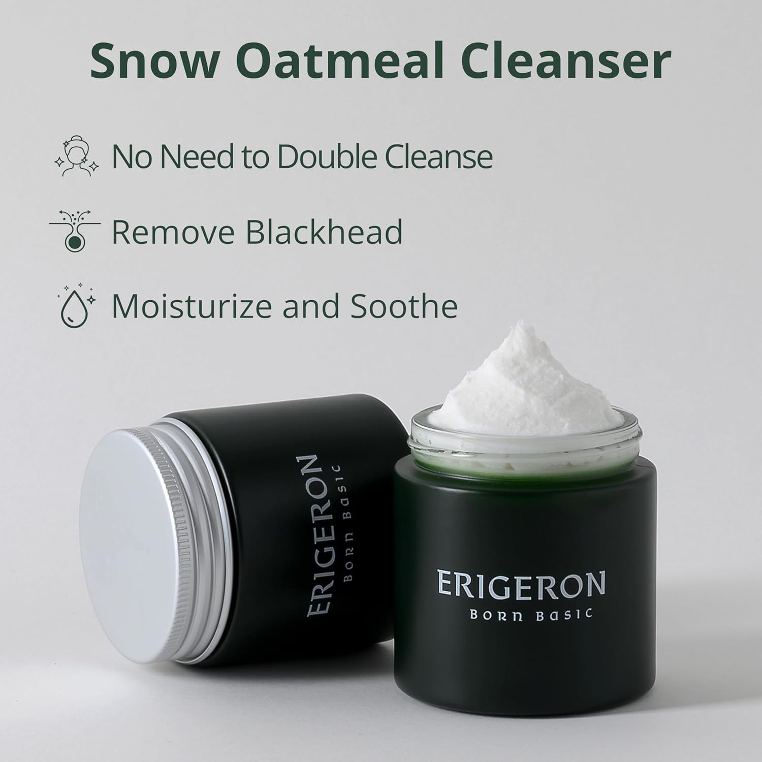 Snow Oatmeal Facial Cleansing Balm Cleanser, Rice Water, Greek Yogurt Cleanser, Black Soybeans, Green Tea, Face Mask, Face Scrubber, Blackhead Remover, Korean Skin Care (3.38 fl.oz.) - Image 5