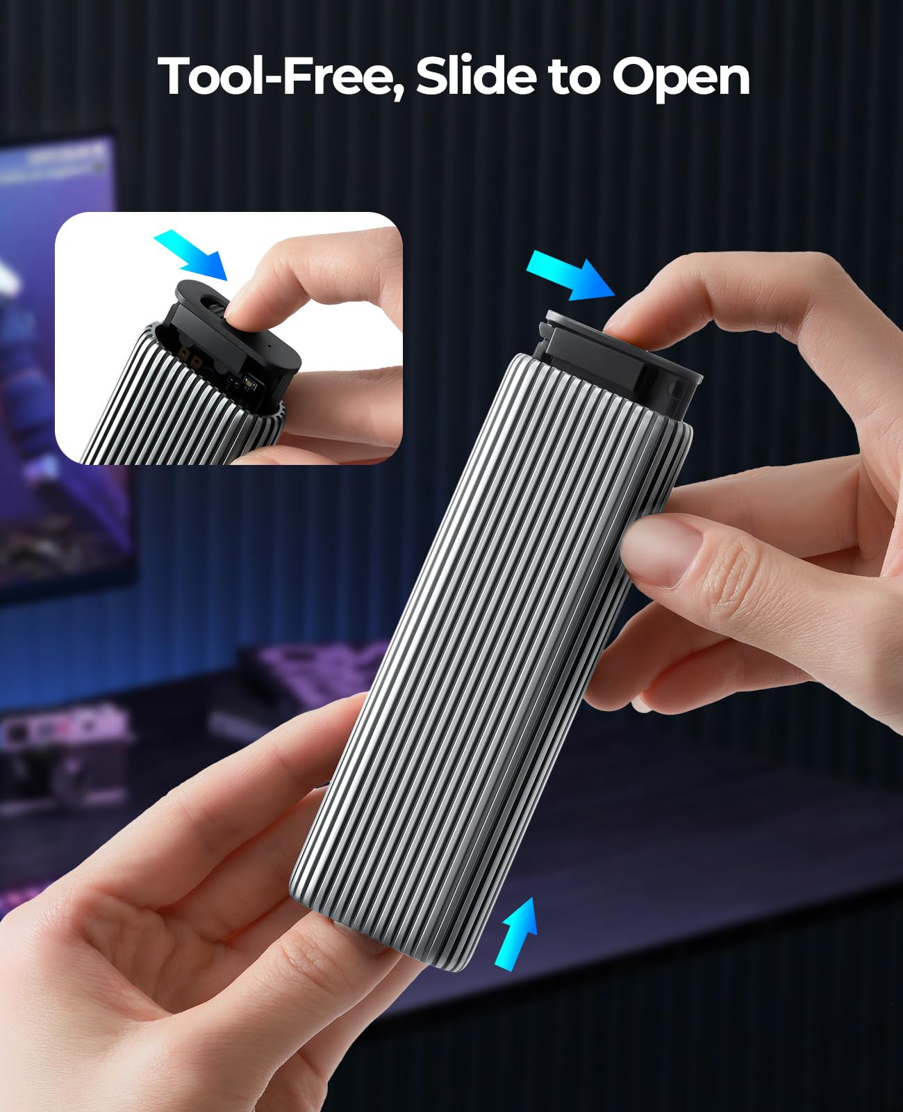 ORICO Case M.2 NVMe SSD Adattatore Tool-free in Alluminio, 10Gbps USB3.2 USB-C per M.2 PCIe NVMe M-Key 2230/2242/2260/2280 SSD, M2 Custodia Esterna Supporto UASP Trim- AM2G2