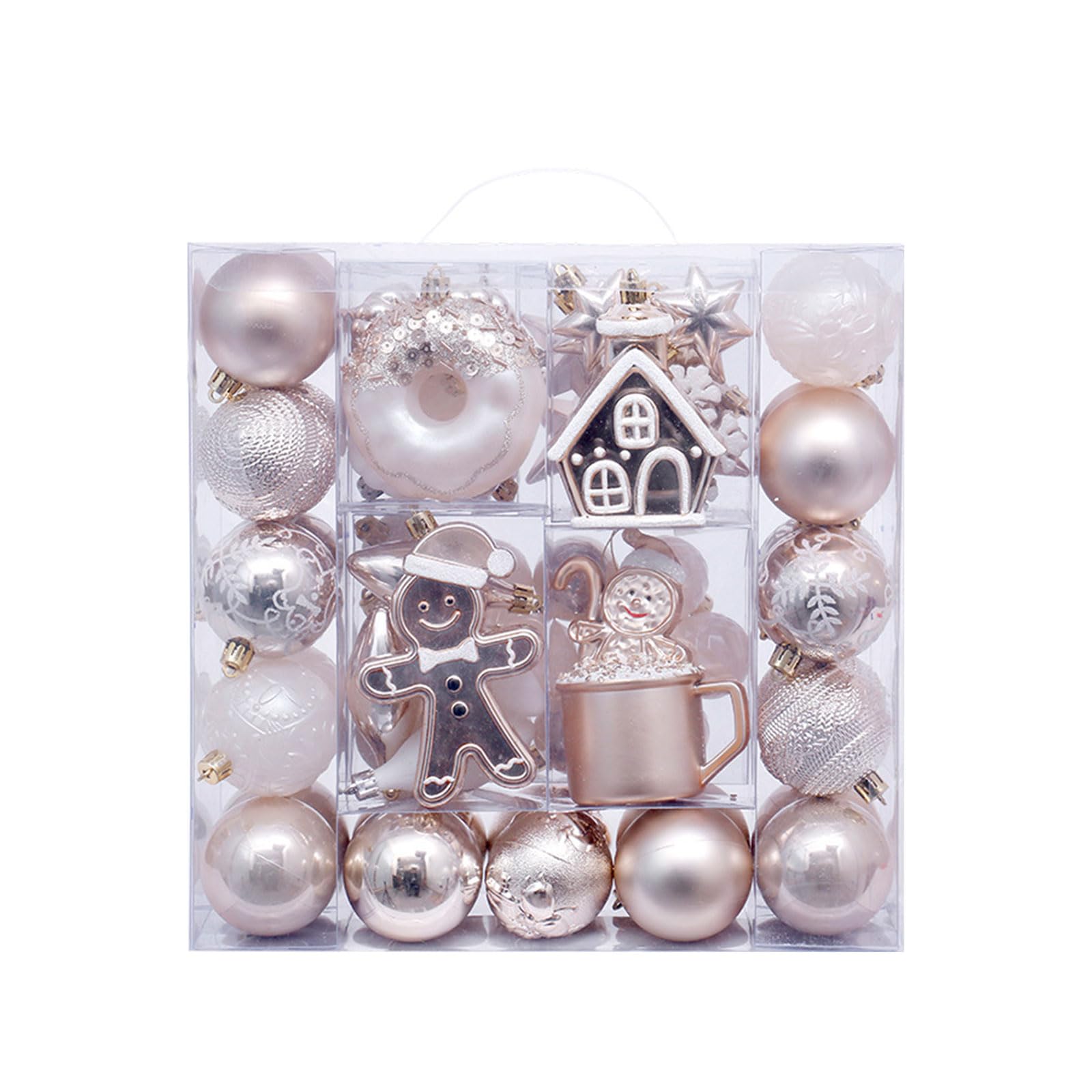 carotoe 74Pcs Shatterproof Christmas Baubles Ball Hanging Ornament Christmas Tree Decoration for Wreath Mantels Winter Holiday Glitter Finish Shatterproof Baubles Set