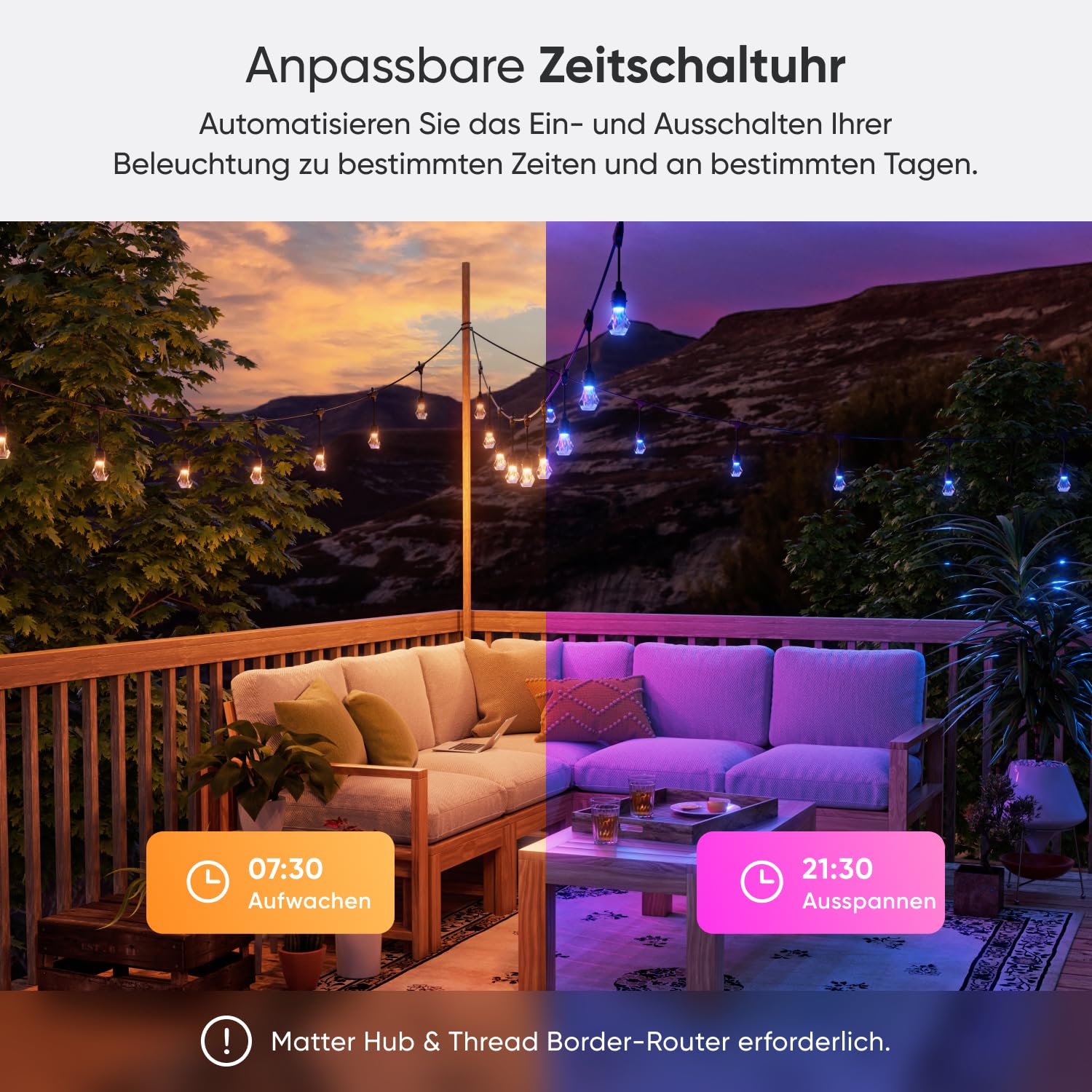 Nanoleaf Smart LED Lichterkette Außen 15m Starter Kit - 20 dimmbare RGBICW Gem Glühbirnen, IP65 wasserdicht, WLAN Kontrolle mit App und Stimme (Matter Alexa Siri Apple Google Home) Balkon Garten Party