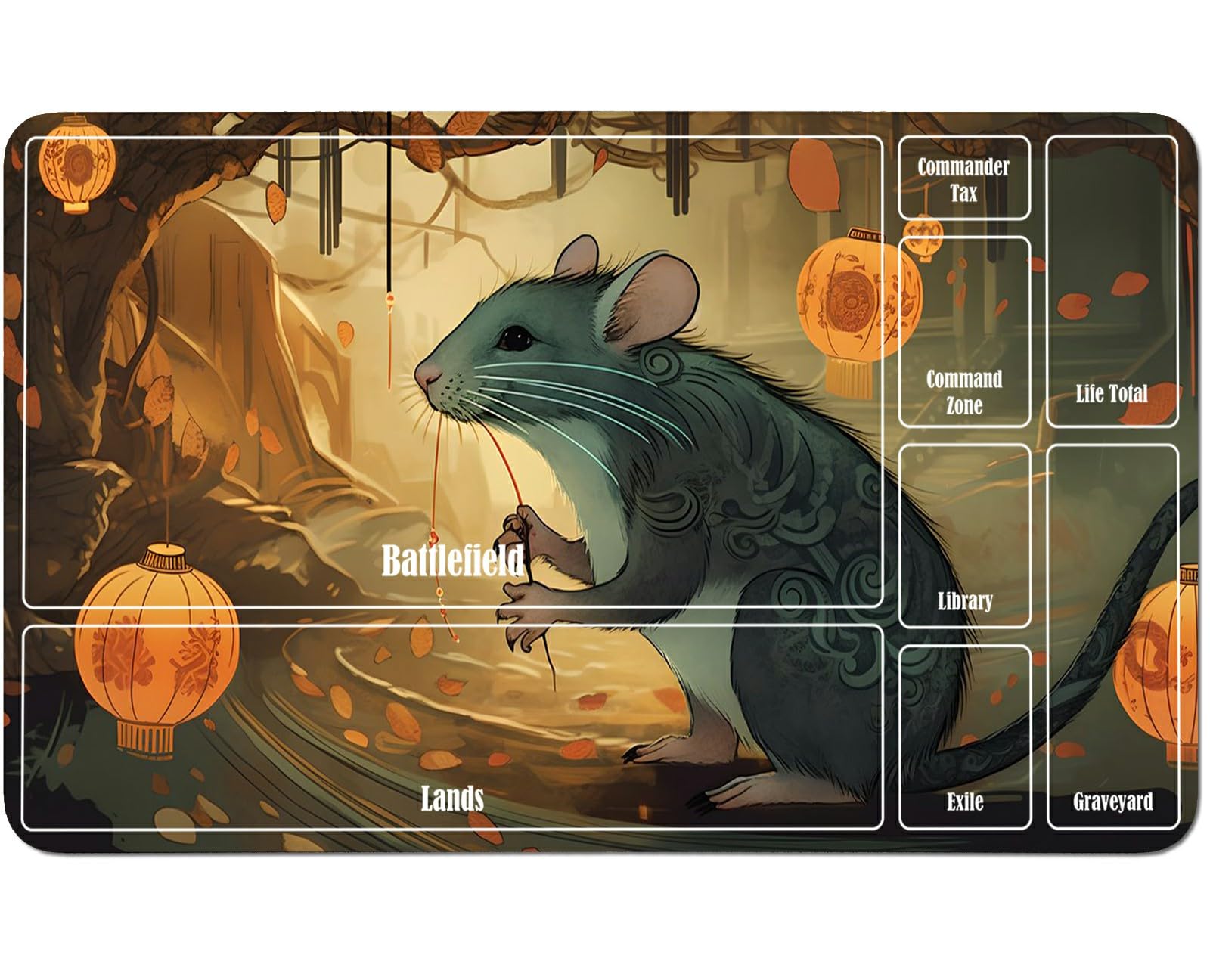 RWUTYTIUL for MTG Card Playmat 24 X 14 Inch with A Zone, Stitched Play Mat for Commander Board TCG RPG CCG Game Desktop Tablet Mouse Pad for Playing Accessories, Lantern Mouse — image 1
