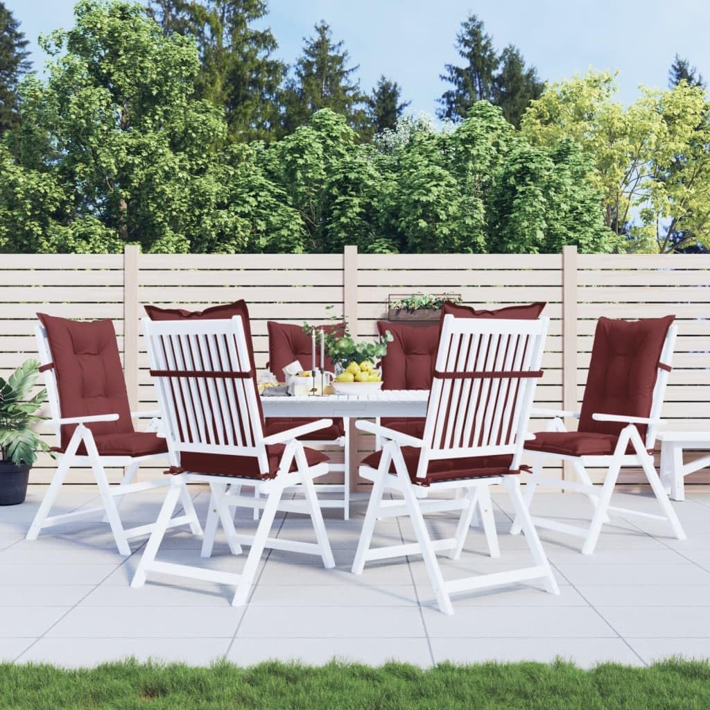 6 cuscini per sedia con schienale alto, 120 x 50 x 7 cm, in tessuto, con elastico antiscivolo e cordoncini, per sedie da giardino, sala da pranzo, ufficio, interni ed esterni, ergonomici