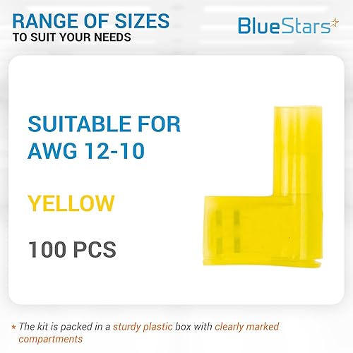 Miniatura 2 de BlueStars 100 terminales de pala de bandera amarilla hembra AWG 12-10, 400V, 24A, kit de conectores eléctricos de nailon para bandera de desconexión