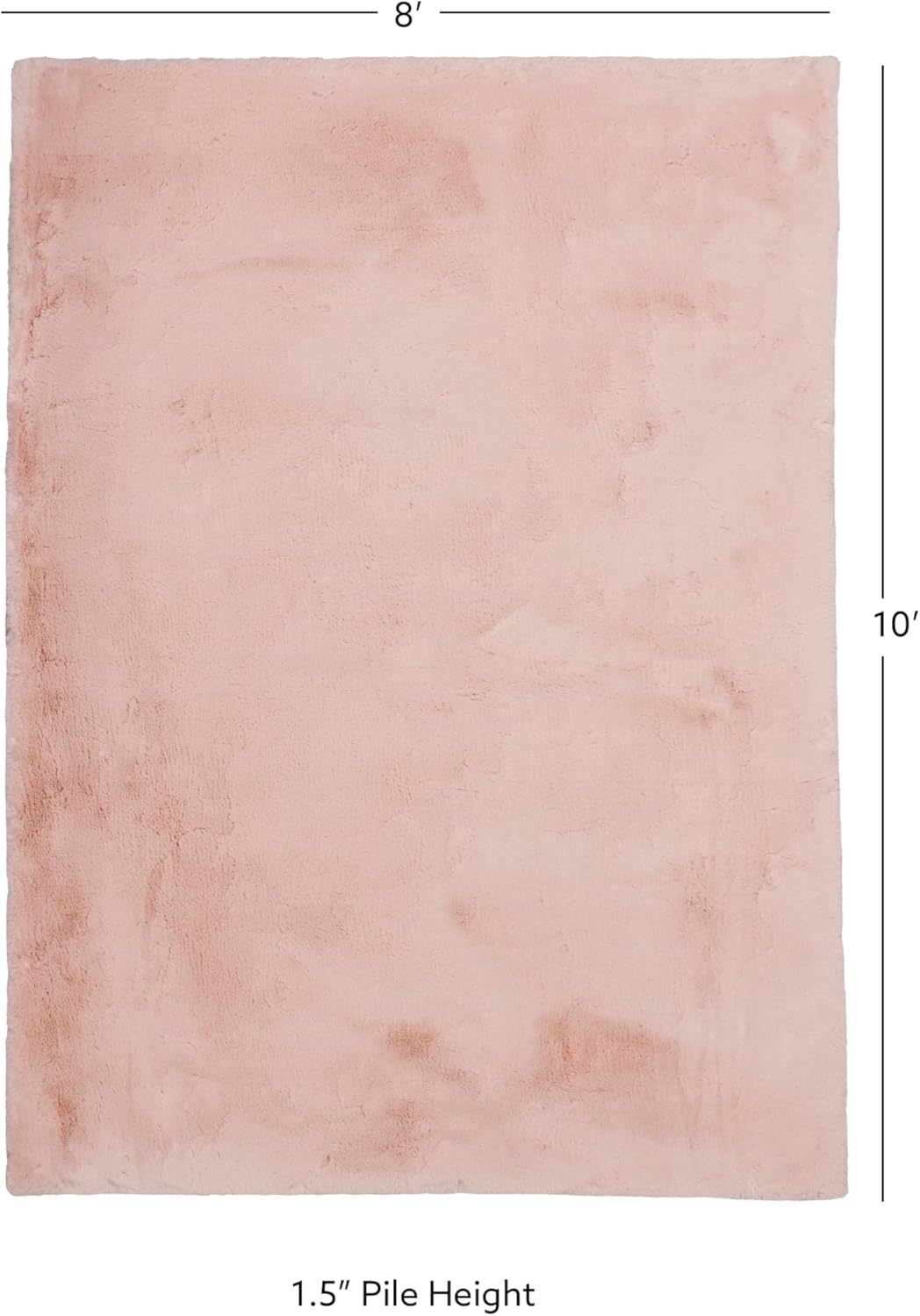 Linon Haven Lux Soft Faux Rabbit Pink Solid Colored 8' X 10' Area Rug