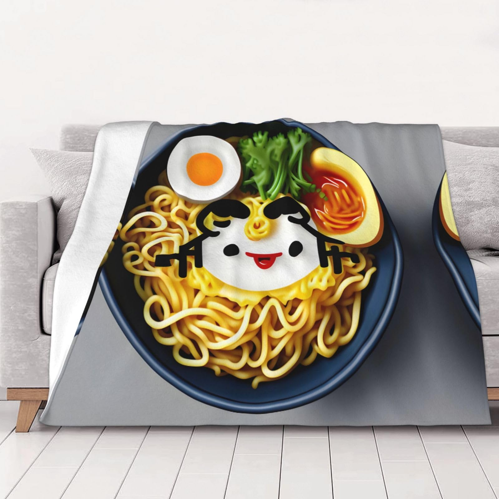 Superweicher Überwurf für Eierbecher, Nudeln, Ramen-Decke für Sofa, Couch, Bett, waschbar, gemütliche Decken für alle Jahreszeiten, 152,4 x 203,2 cm