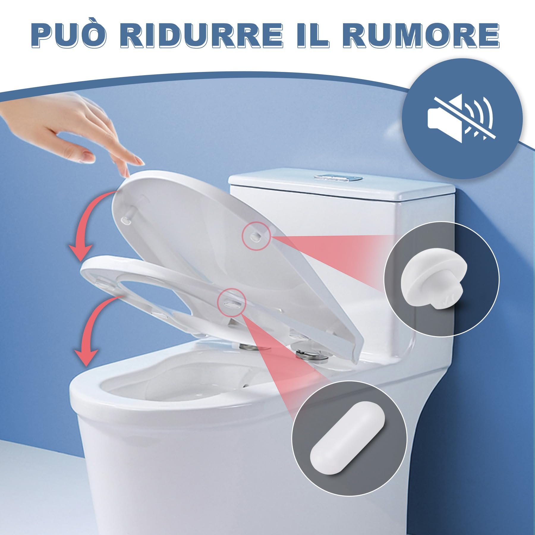 2 Set Paracolpi per Sedili WC a Incastro (12 Pezzi), Gommini di Ricambio Grigio senza Colla per Copriwater, Spessori in TPE e ABS per Ridurre Rumore e Vibrazioni, Ideale per Casa e Hotel(Bianco)