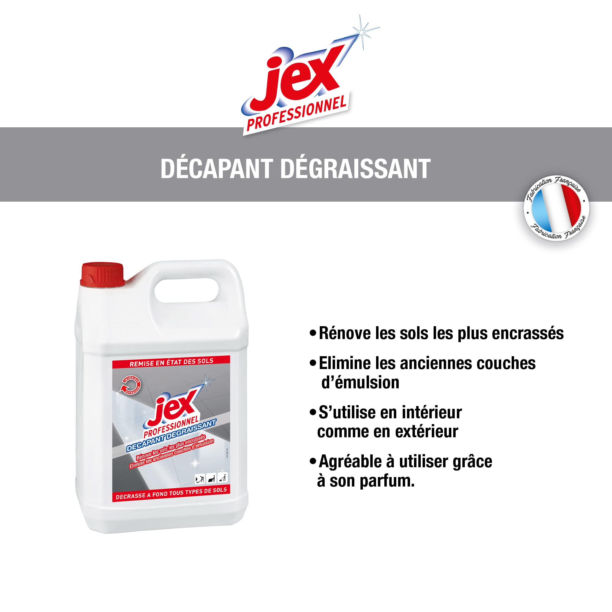 Nettoyant Sol Décapant & Dégraissant Parfum Citron-Nettoie en Profondeur en Intérieur & Extérieur -Formule Pour Lavage Manuel ou À la Machine - Fabrication Française-5 Litres-L'emballage peut varier.