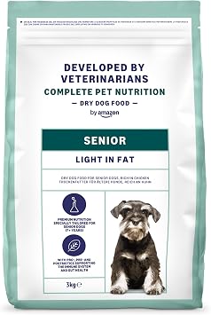 by Amazon Premium Dry Dog Food for Senior dogs, Light in fat and rich in chicken, 3kg, 1 pack