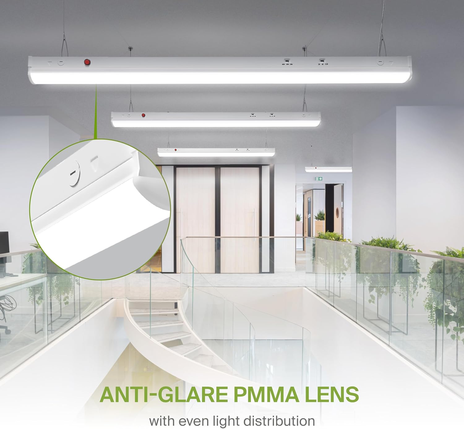 ASD 4ft LED Linear Strip Light Fixture with Emergency Battery Backup - 20W-40W 5866LM Linkable LED Shop Light - 3500K-5000K Adjustable Dimmable Commercial Ceiling Lighting - UL DLC